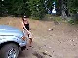Pissing in Front of Car