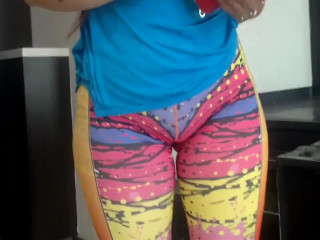 Colorful spandex camel toe