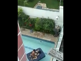 Couple busted fucking in the pool