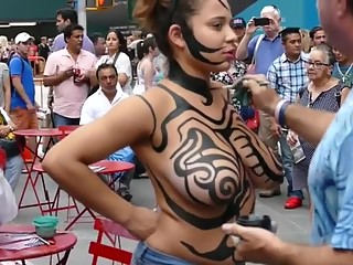 Big breasts body painting